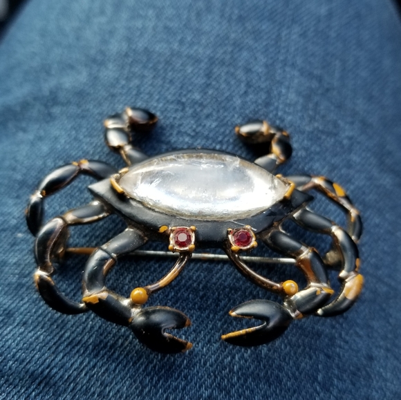 Relisted - Vintage crab brooch jelly belly unsigned Hattie Carnegie - Picture 8 of 13